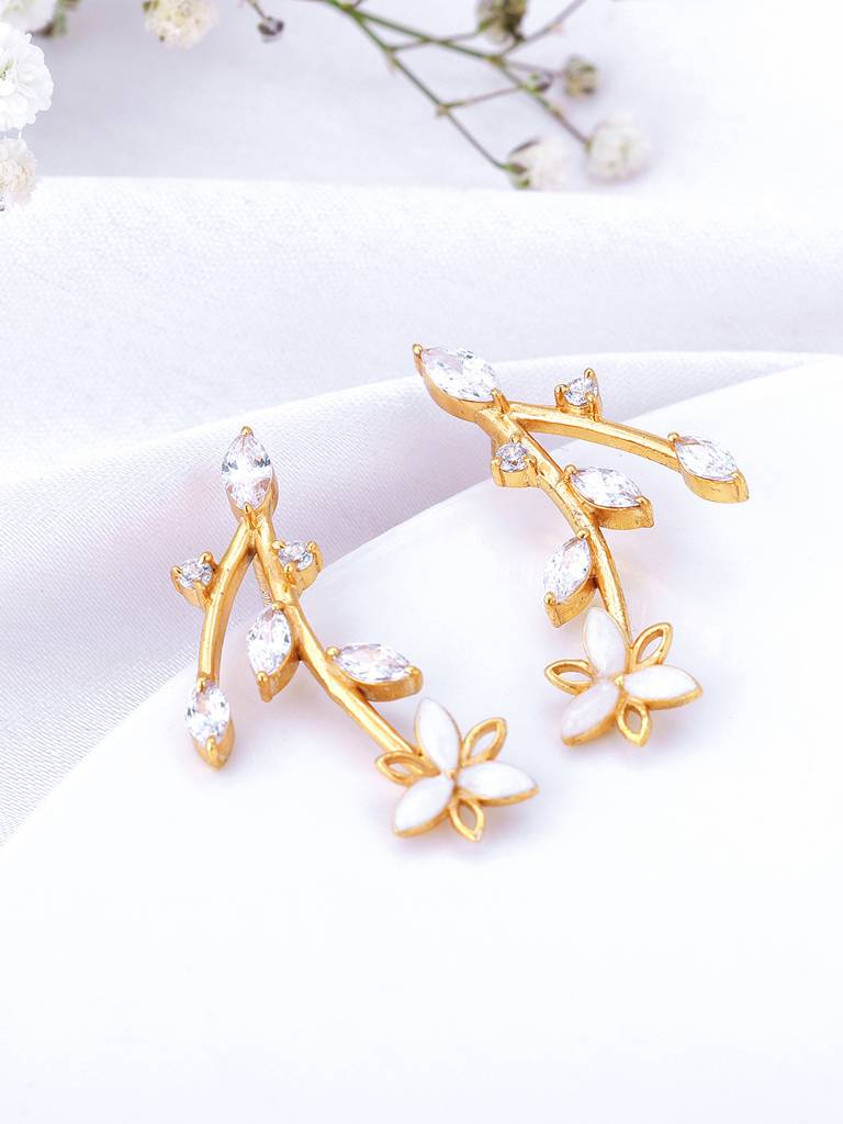 Giva 925 Sterling Silver Bhumi Golden Trillium Treasures Earrings