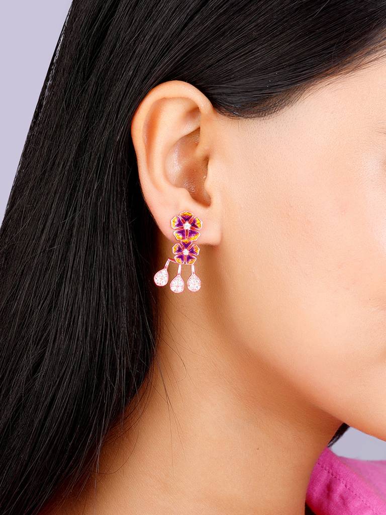 Giva 925 Sterling Silver Bhumi Rose Gold Blissful Bell Mellow Earrings