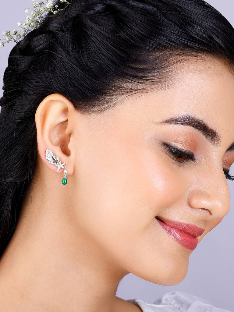 Giva 925 Sterling Silver Bhumi Silver Opulent Trillium Earrings