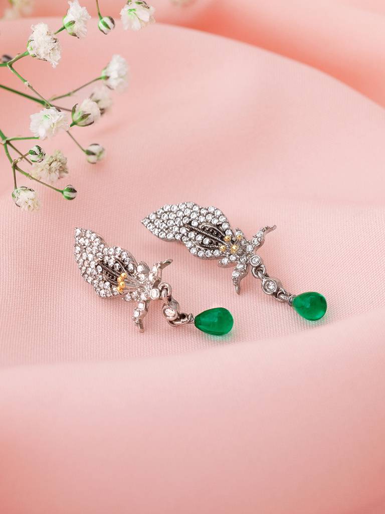 Giva 925 Sterling Silver Bhumi Silver Opulent Trillium Earrings