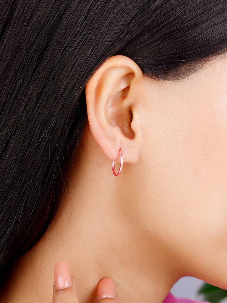 Giva 925 Sterling Silver Bhumi Rose Gold Bell Mellow Hoop Earrings