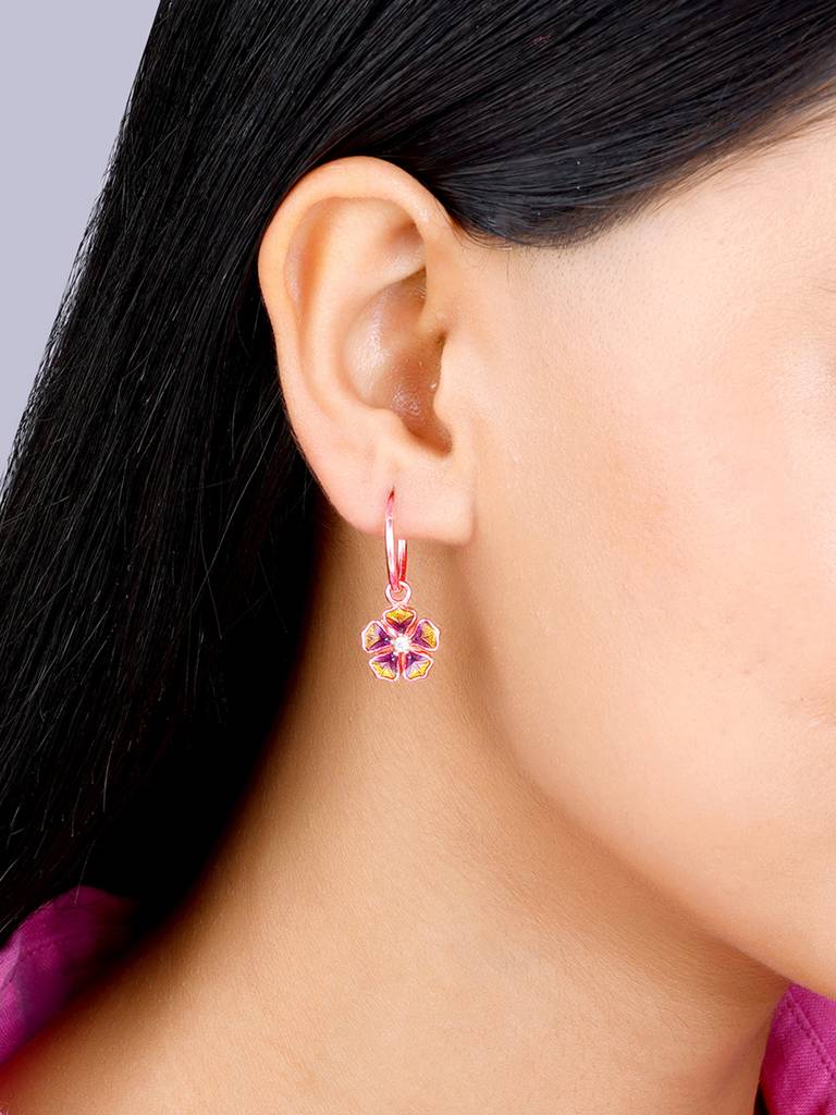 Giva 925 Sterling Silver Bhumi Rose Gold Bell Mellow Hoop Earrings