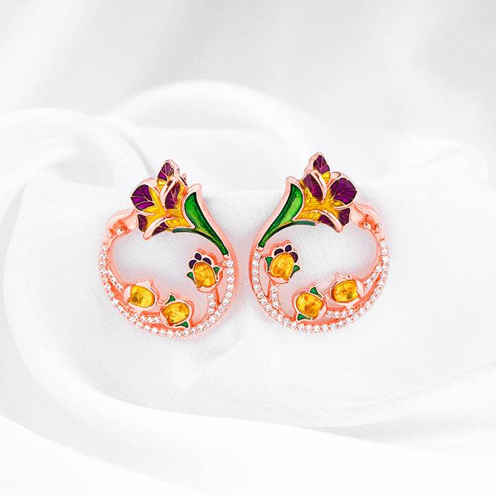 Giva 925 Silver Bhumi Rose Gold Graces Bell Mellow Earrings : ER02404