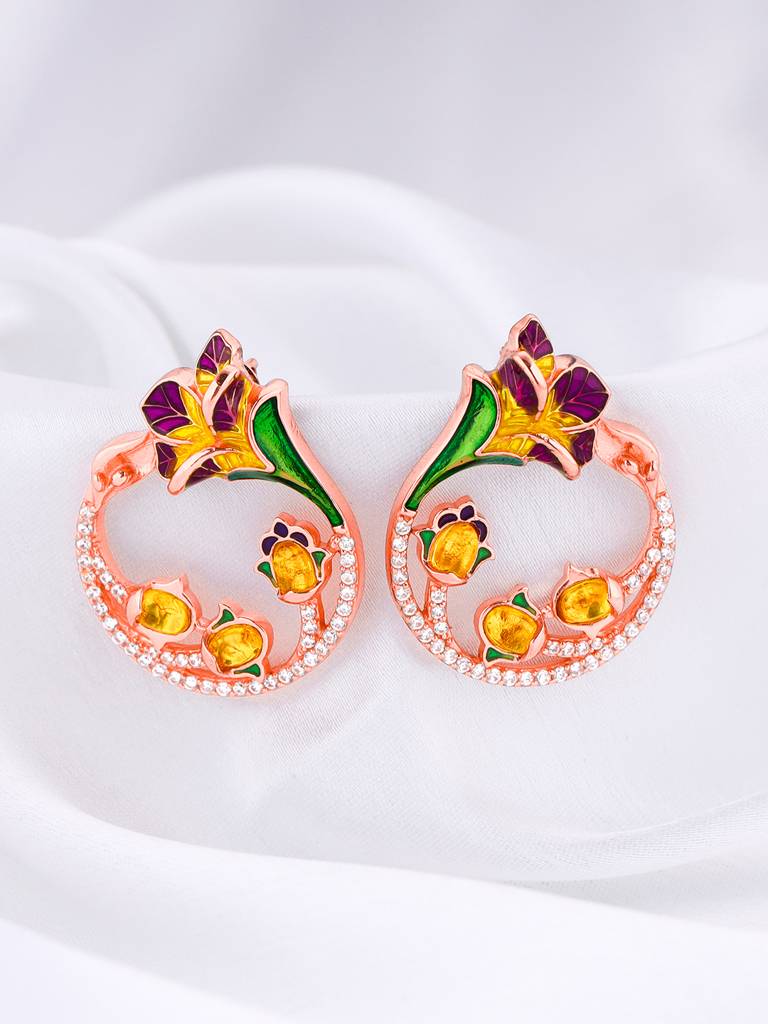 Giva 925 Silver Bhumi Rose Gold Graces Bell Mellow Earrings : ER02404