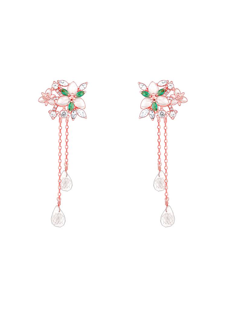 Giva 925 Sterling Silver Bhumi Rose Gold Terrific Trillium Danglers