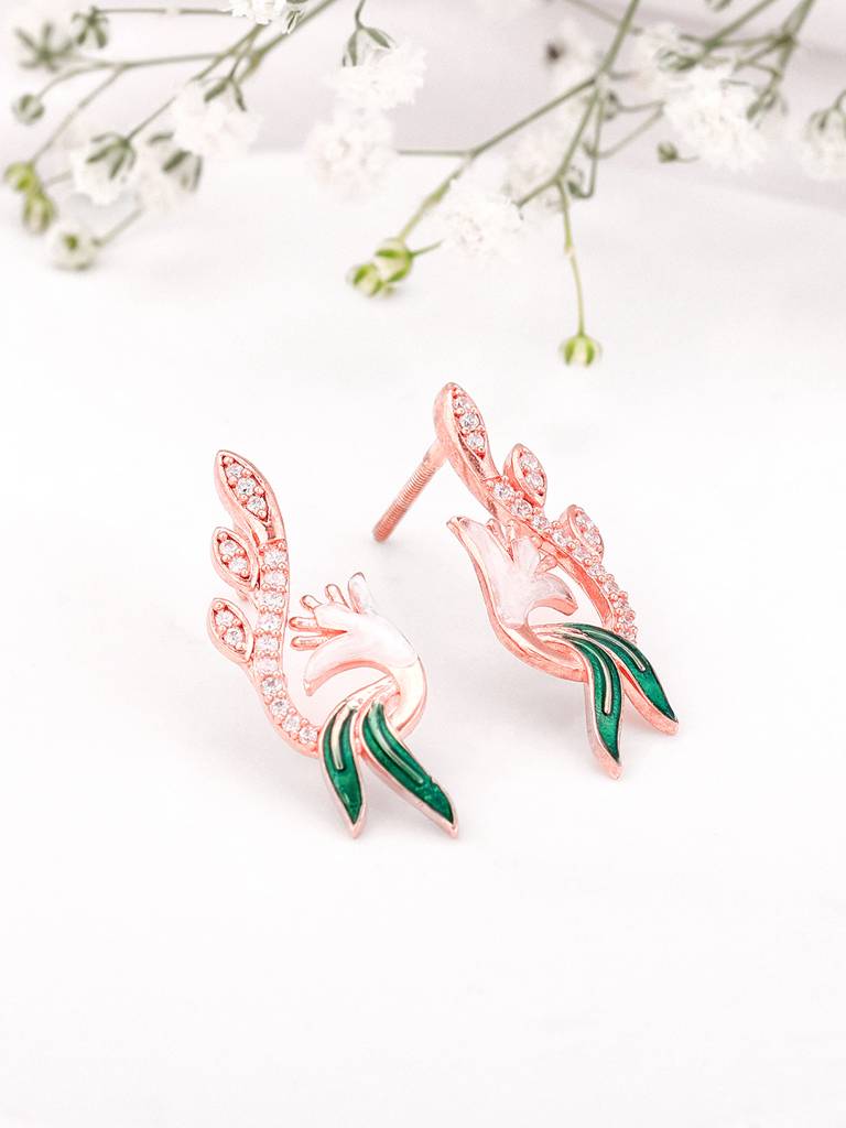 Giva 925 Sterling Silver Bhumi Rose Gold Musli Blossom Earrings