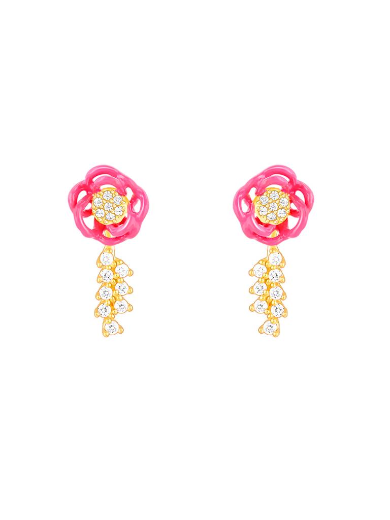 Giva 925 Sterling Silver Bhumi Golden Hot Pink Brahma Kamal Danglers