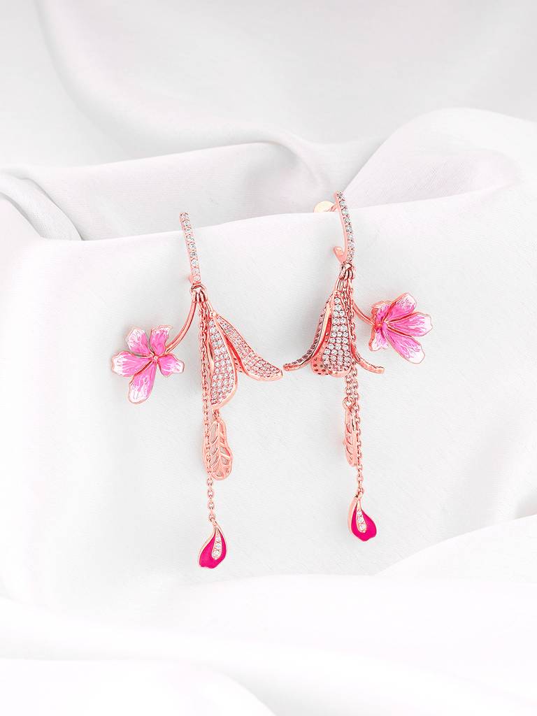Giva 925 Sterling Silver Bhumi Rose Gold Ebony Whimsy Dangler Earring