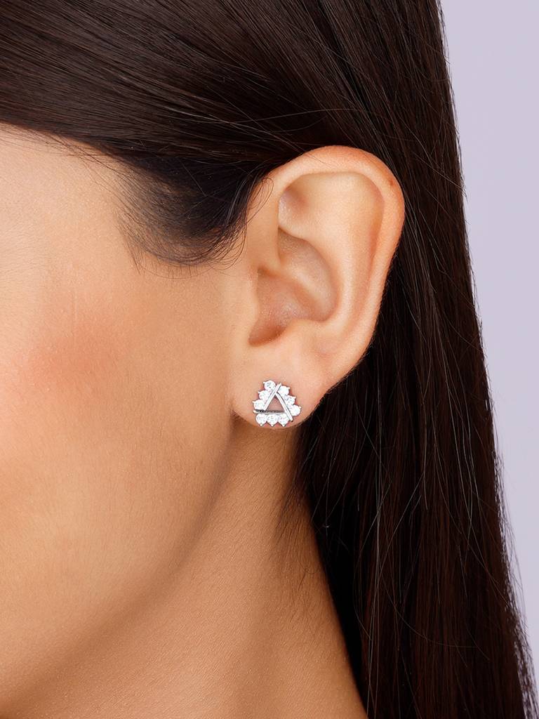 Giva 925 Sterling Silver Sparkly Triangle Earrings