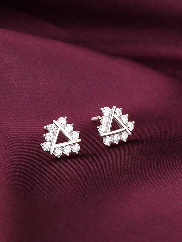 Giva 925 Sterling Silver Sparkly Triangle Earrings