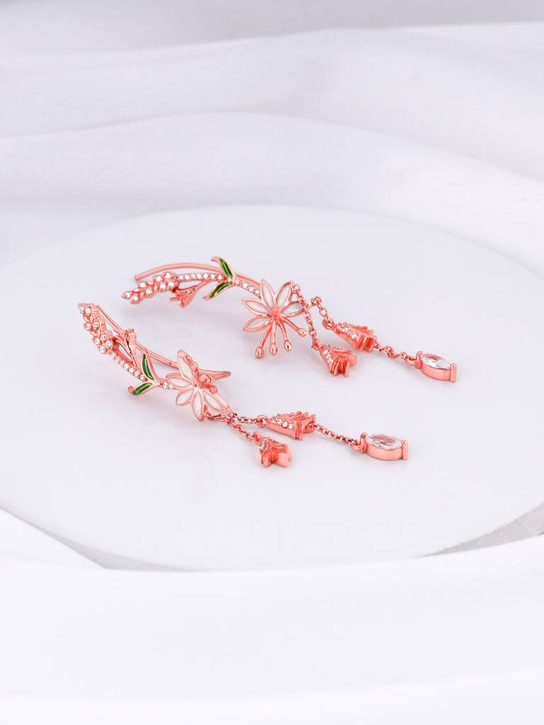 Giva 925 Silver Bhumi Rose Gold Snowy Safed Musli Earrings : ER02423