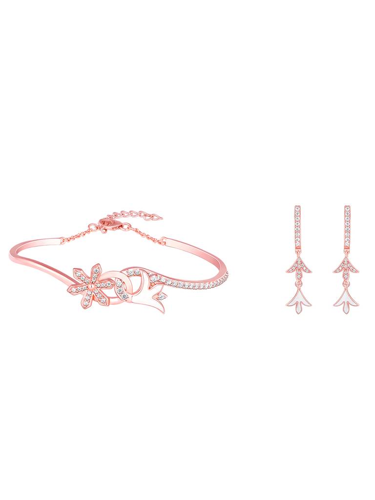 Giva 925 Sterling Silver Bhumi Rose Gold Embracing Musli Bracelet And Earrings