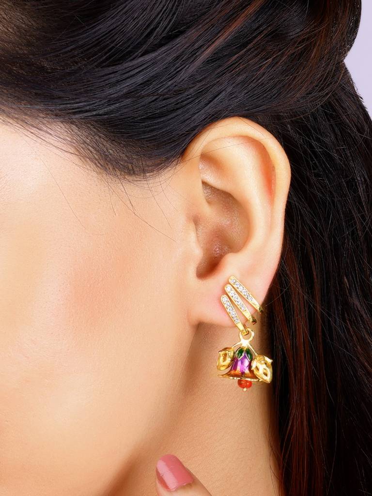 Giva 925 Sterling Silver Bhumi Golden Bell Mallow Budding Earring