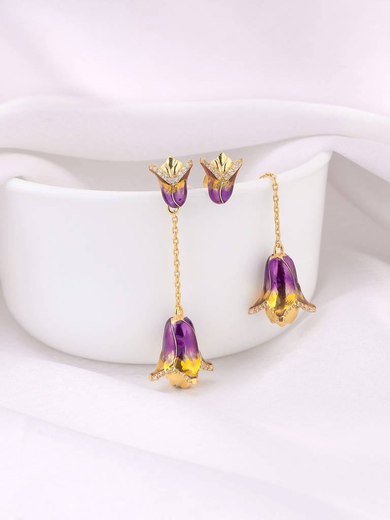 Giva 925 Sterling Silver Bhumi Golden Bell Mallow Bud Convertible Earring  Sterling Silver One Size White