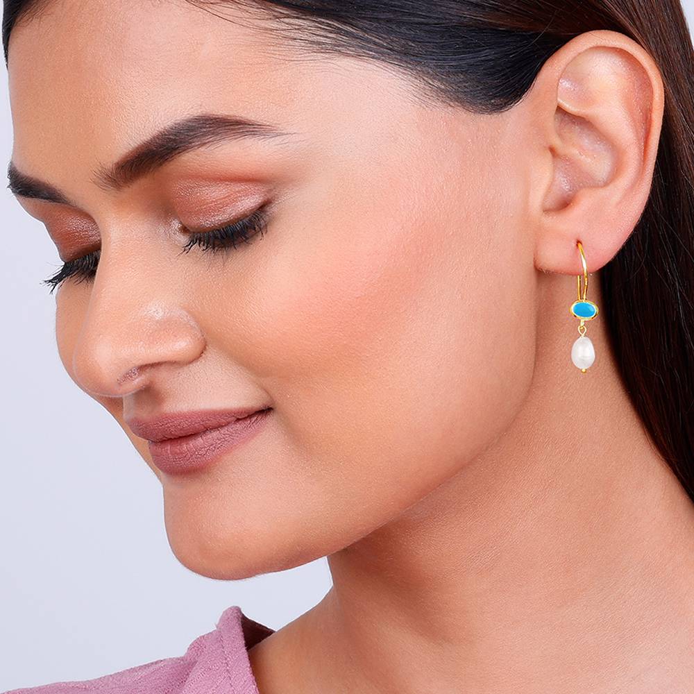 Giva 925 Silver Golden Aquapearl Earrings : ER02433