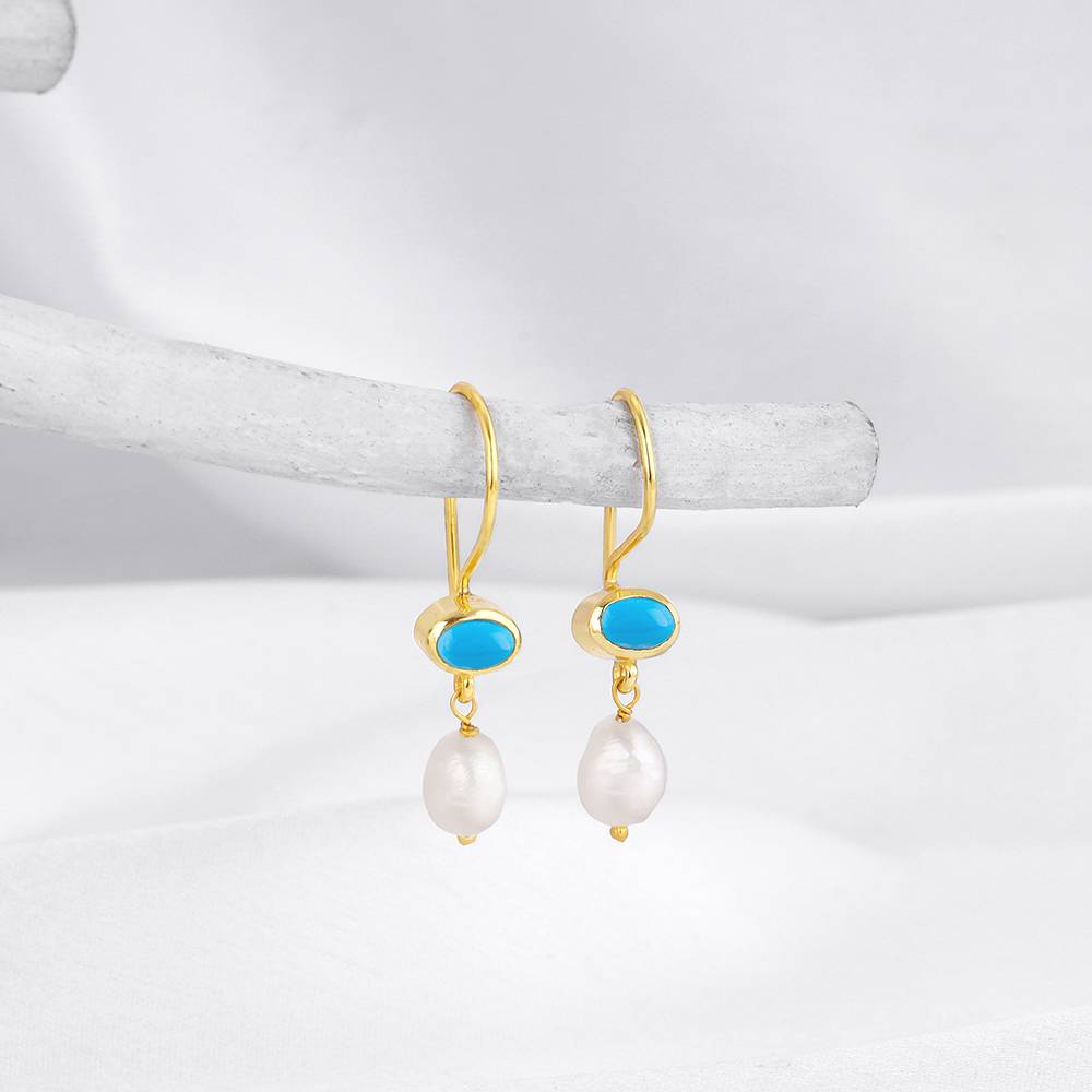 Giva 925 Silver Golden Aquapearl Earrings : ER02433