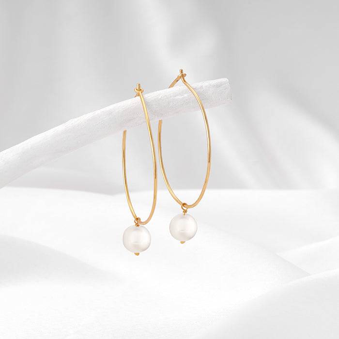 Giva 925 Silver Golden Cape Of Pearl Earrings : ER02435