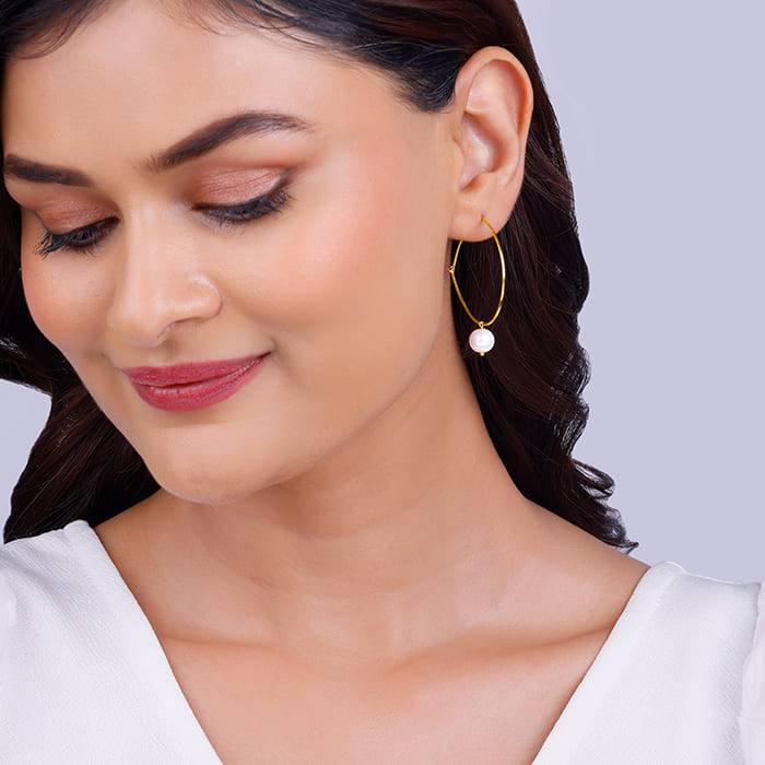 Giva 925 Silver Golden Cape Of Pearl Earrings : ER02435