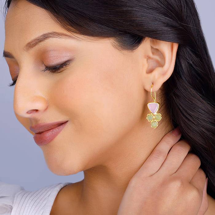 Giva 925 Sterling Silver Golden Clover Chalcedony Earrings| Studs To Gift Women & Girls |  : ER02436