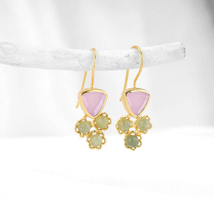 Giva 925 Sterling Silver Golden Clover Chalcedony Earrings| Studs To Gift Women & Girls |  : ER02436