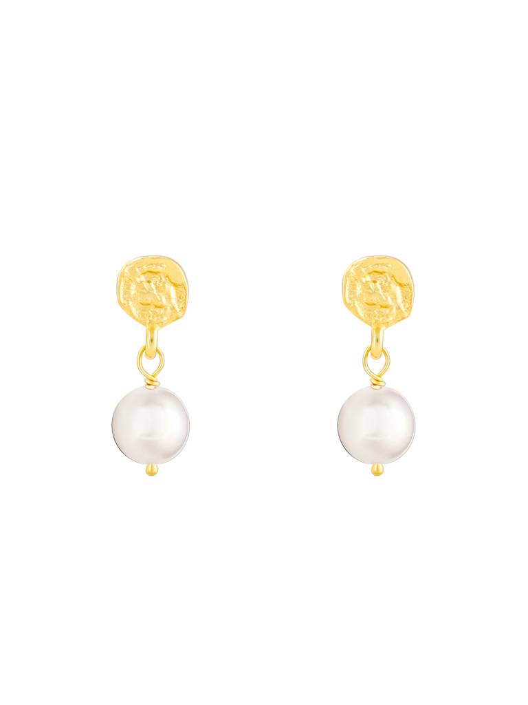 Giva 925 Sterling Silver Golden Pearl Elegance Earrings