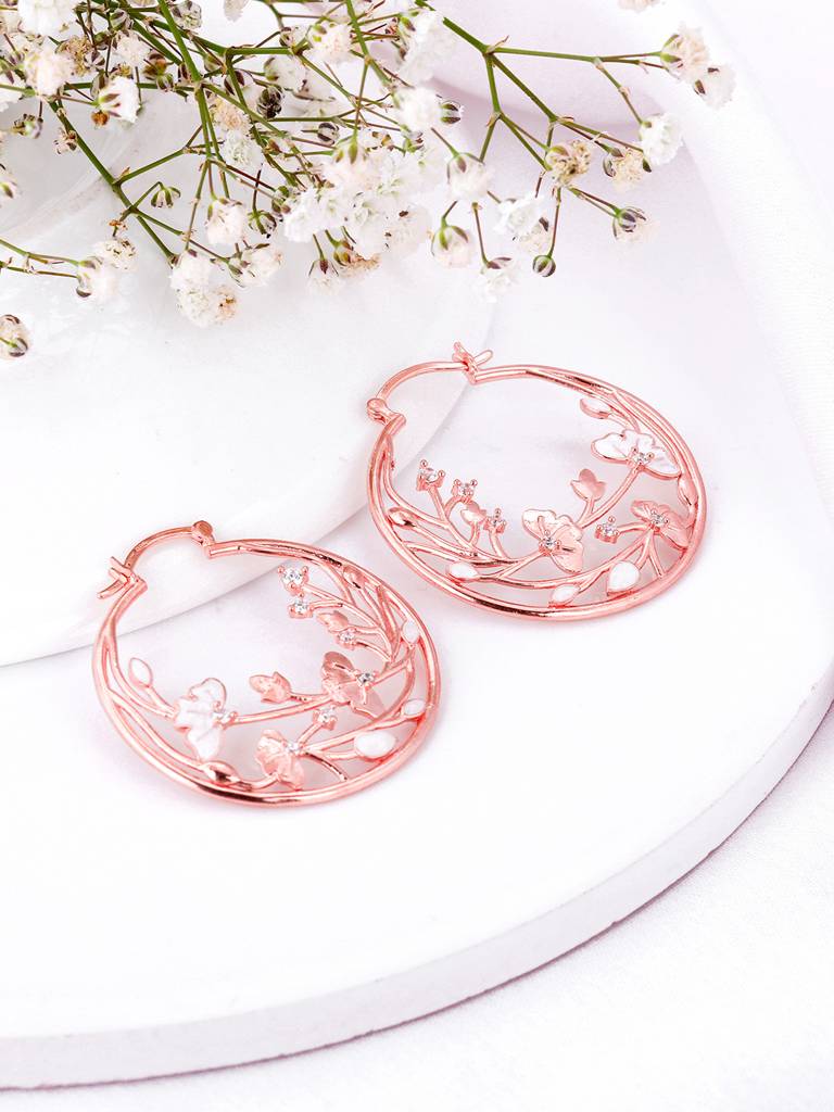 Giva 925 Sterling Silver Bhumi Rose Gold Eyebright Hoop Earrings