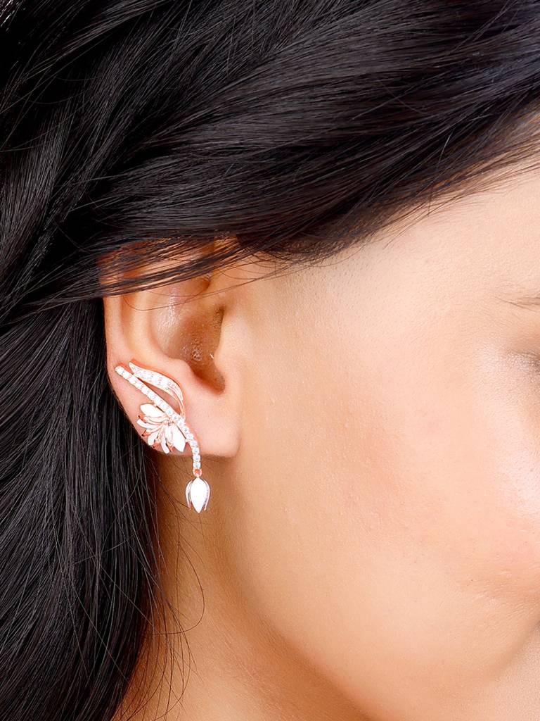 Giva 925 Sterling Silver Bhumi Rose Gold Snowy Musli Earrings