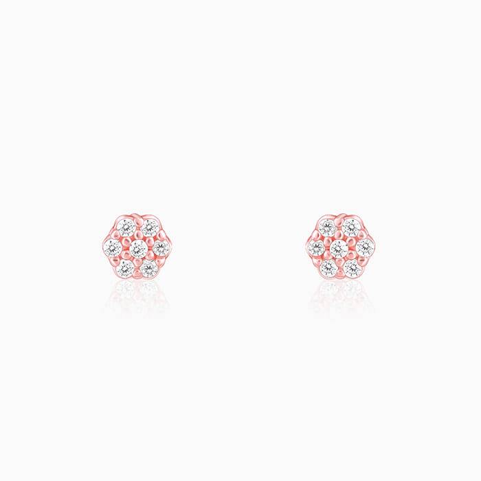 Giva 925 Sterling Silver Rose Gold Zircon Floral Shine Earrings| Gifts For Women And Girls : ER02468