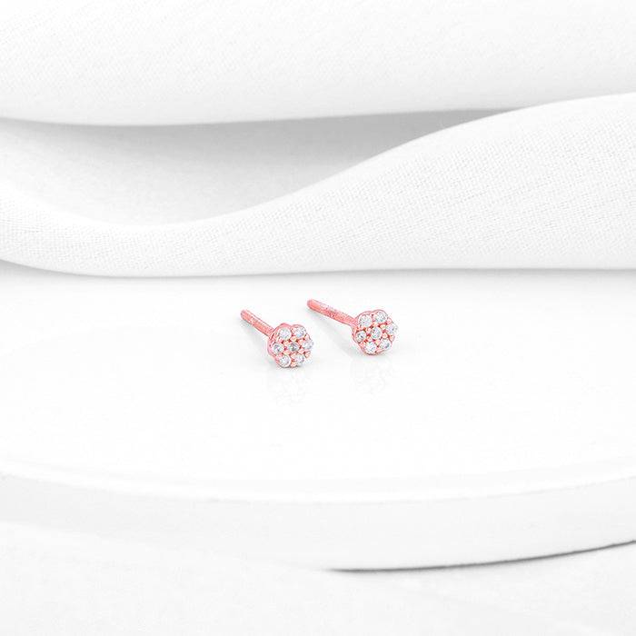 Giva 925 Sterling Silver Rose Gold Zircon Floral Shine Earrings| Gifts For Women And Girls : ER02468