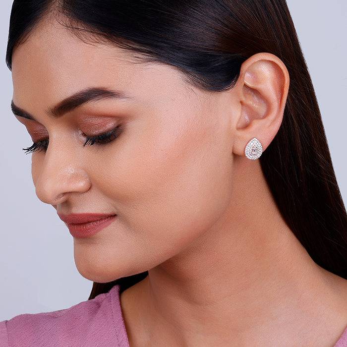 Giva 925 Sterling Silver Rose Gold Dazzling Drop Earrings| Studs To Gift Women & Girls | W : ER02470