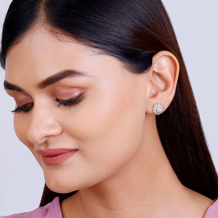 Giva 925 Sterling Silver Rose Gold Floral Work Earrings| Studs To Gift Women & Girls | Wit : ER02473