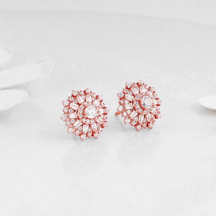 Giva 925 Sterling Silver Rose Gold Floral Work Earrings| Studs To Gift Women & Girls | Wit : ER02473