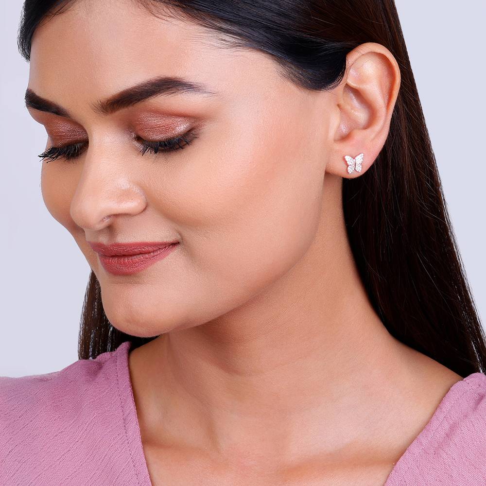 Giva 925 Silver Rose Gold Skipper Butterfly Earrings : ER02475