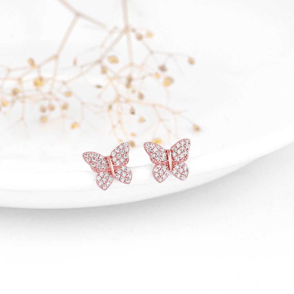 Giva 925 Silver Rose Gold Skipper Butterfly Earrings : ER02475
