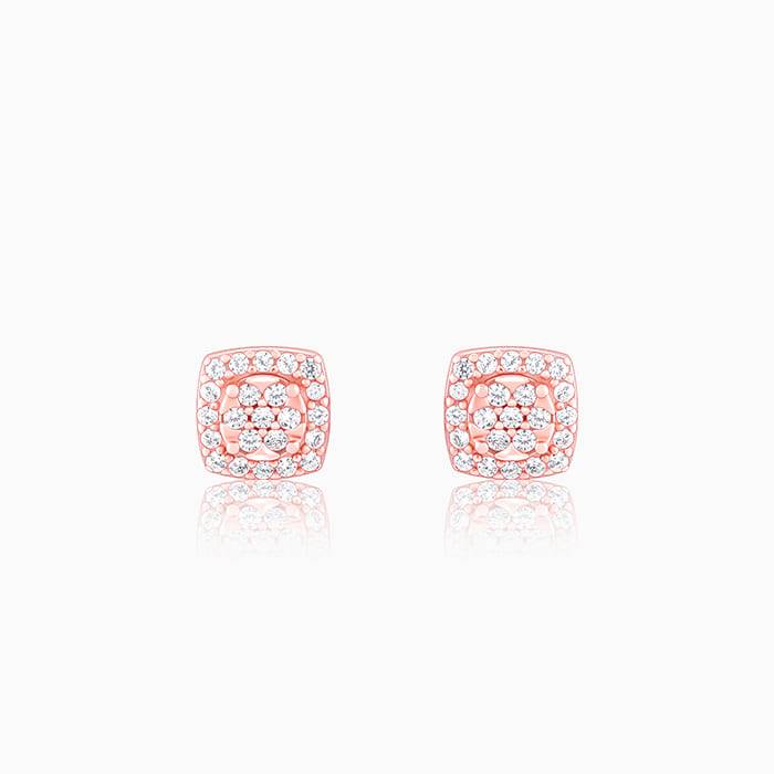 Giva 925 Sterling Silver Rose Gold Zirconia Square Earrings| Drops To Gift Women & Girls | : ER02476