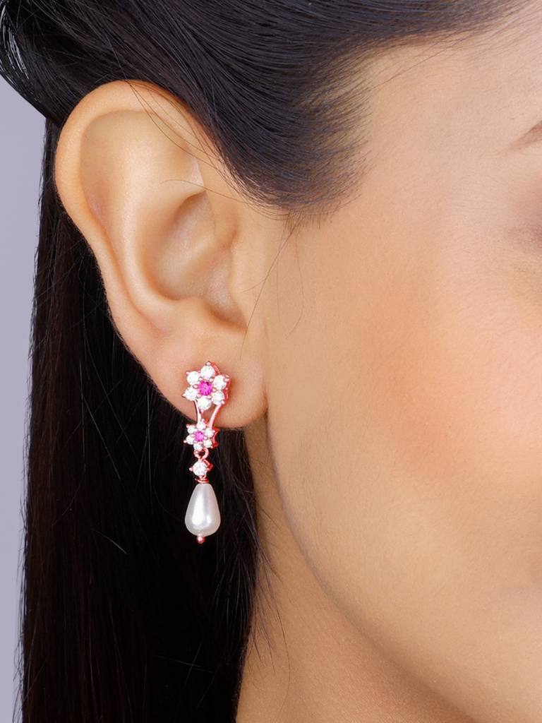 Giva 925 Sterling Silver Rose Gold Flower Power Earrings