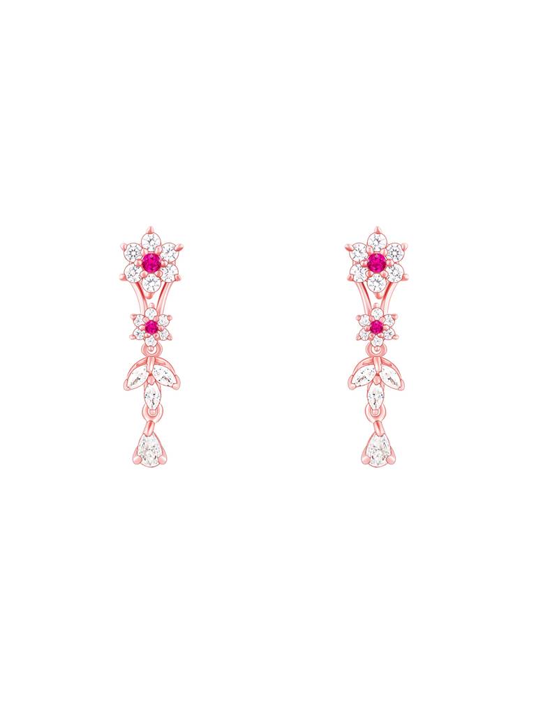 Giva 925 Sterling Silver Rose Gold Classic Floral Dangler Earrings