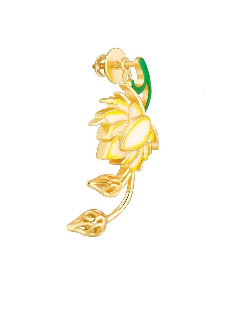 Giva 925 Sterling Silver Bhumi Golden Bewitching Brahma Kamal Earrings