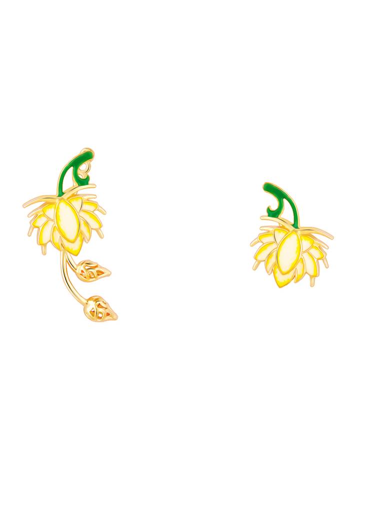 Giva 925 Sterling Silver Bhumi Golden Bewitching Brahma Kamal Earrings
