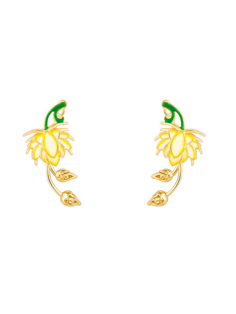 Giva 925 Sterling Silver Bhumi Golden Bewitching Brahma Kamal Earrings