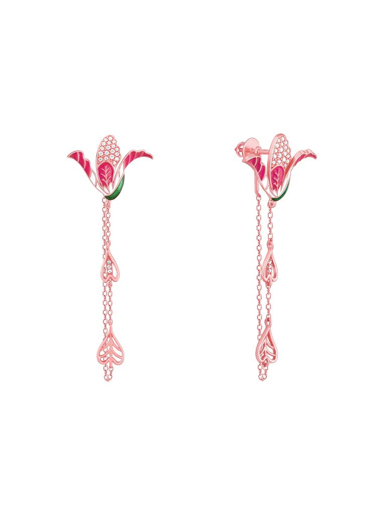 Giva 925 Sterling Silver Bhumi Rose Gold Shy Ebony Bud Earrings