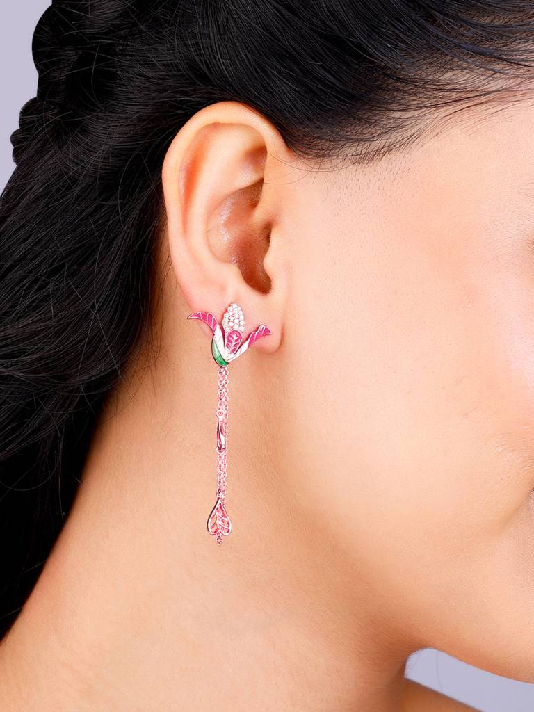 Giva 925 Sterling Silver Bhumi Rose Gold Shy Ebony Bud Earrings