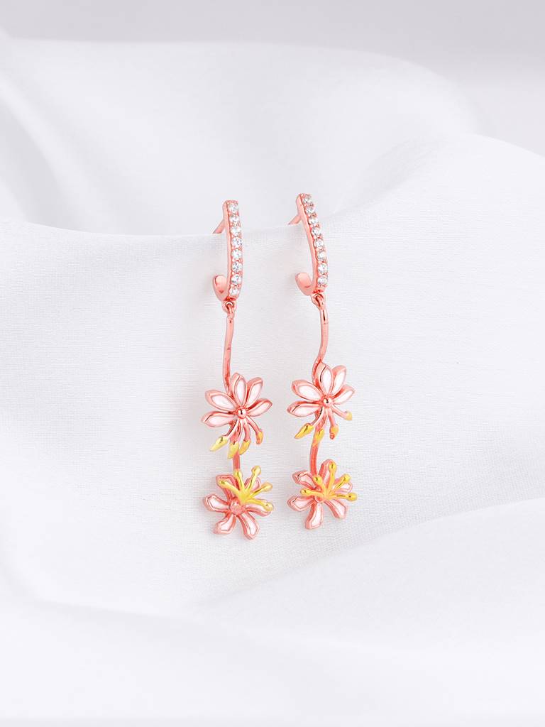 Giva 925 Silver Bhumi Rose Gold Safed Musli Danglers : ER02491