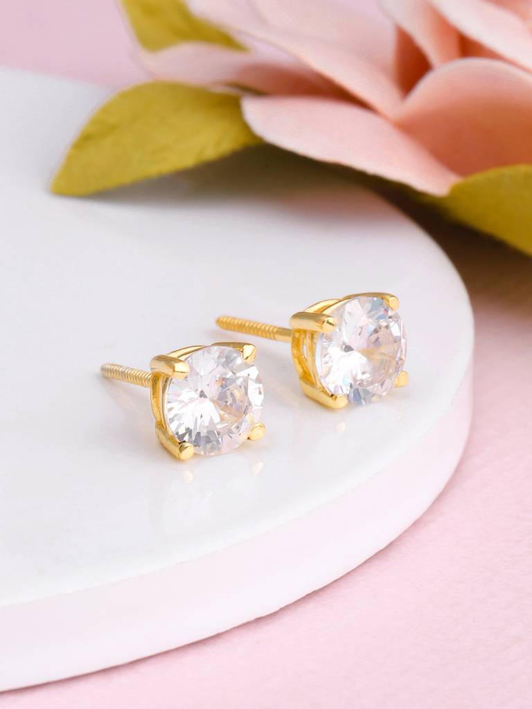 Giva 925 Sterling Silver Golden Zircon Earrings