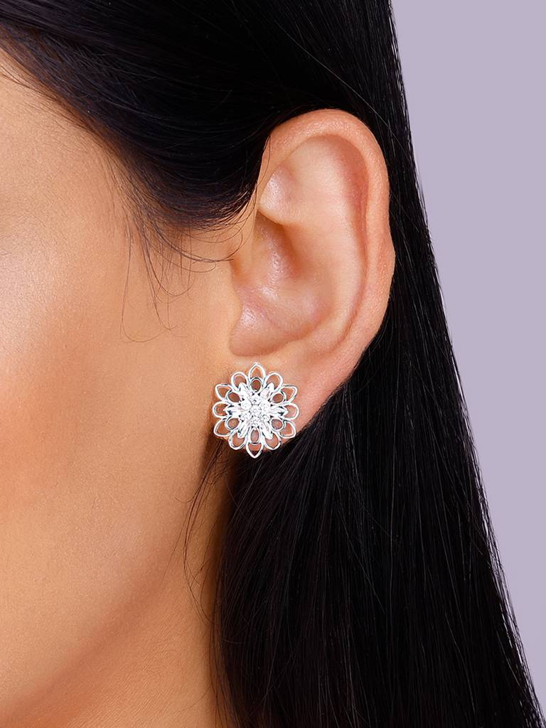 Giva 925 Sterling Silver Blooming Flower Stud Earrings