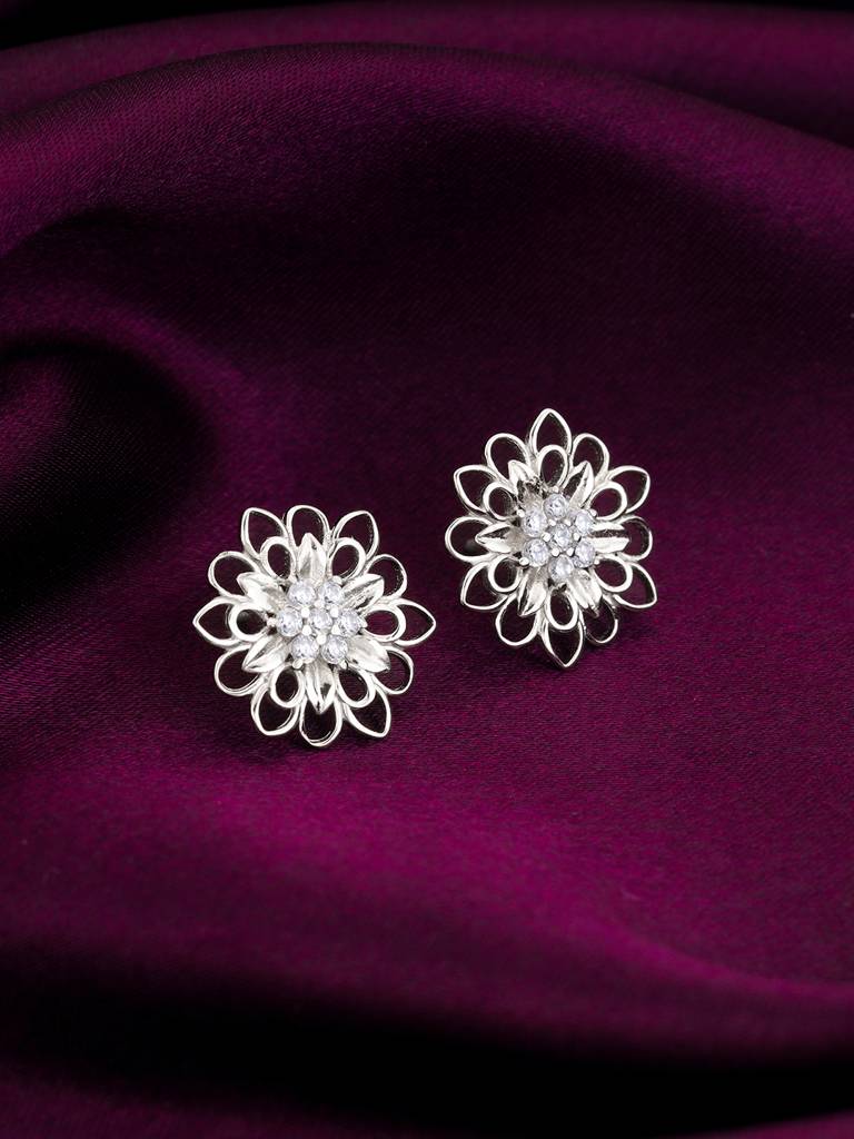 Giva 925 Sterling Silver Blooming Flower Stud Earrings
