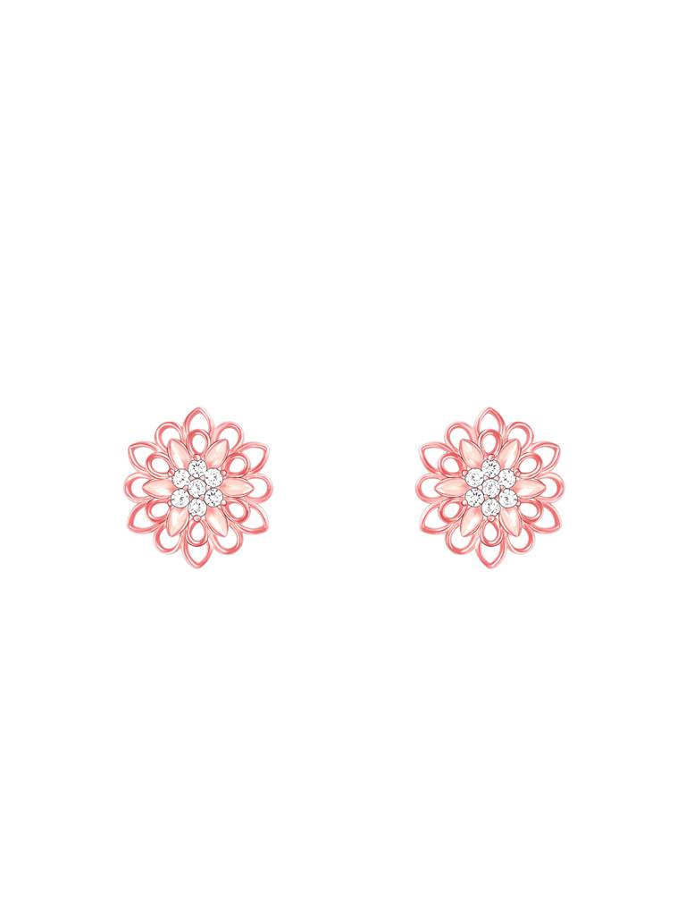 Giva 925 Sterling Silver Rose Gold Blooming Flower Stud Earrings