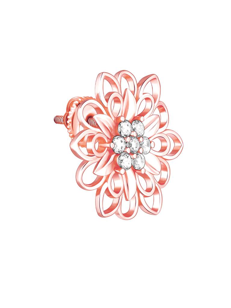 Giva 925 Sterling Silver Rose Gold Blooming Flower Stud Earrings