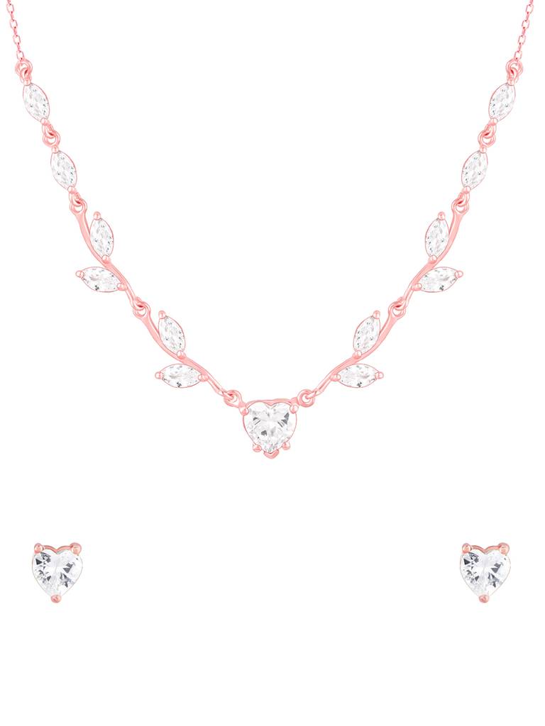 Giva 925 Sterling Silver Rose Gold Leafy Heart Set