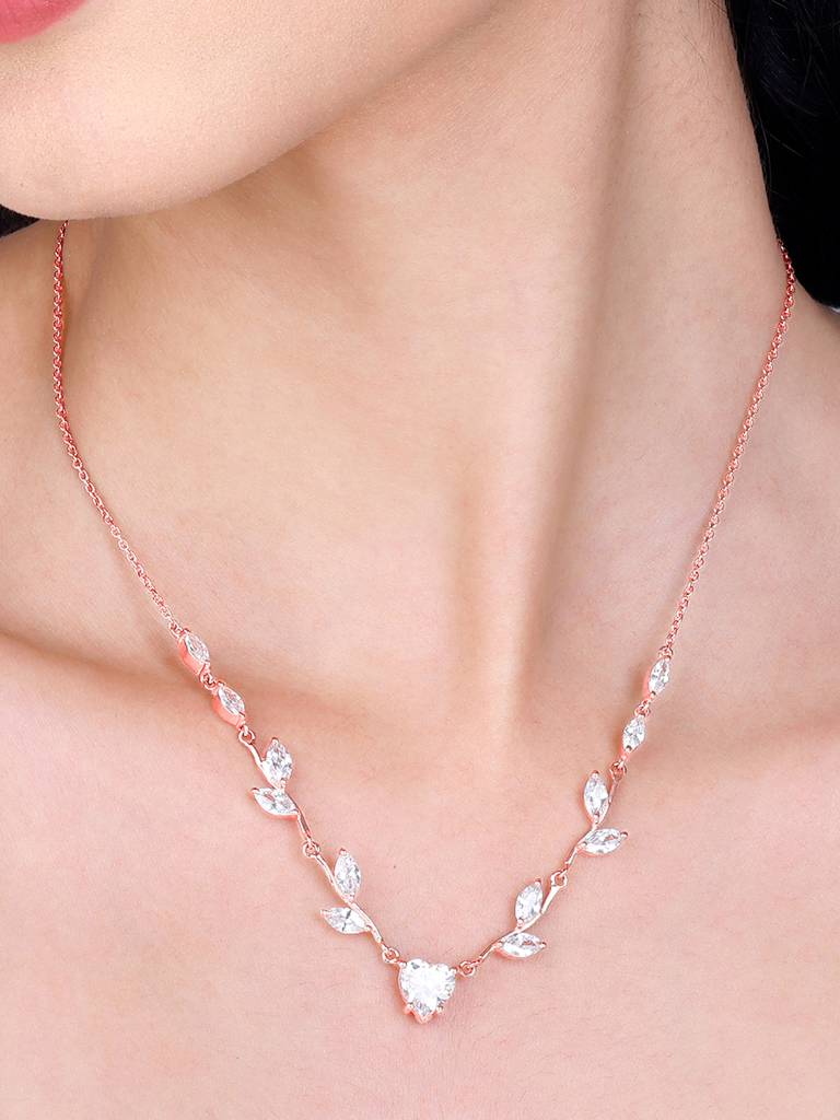 Giva 925 Sterling Silver Rose Gold Leafy Heart Set